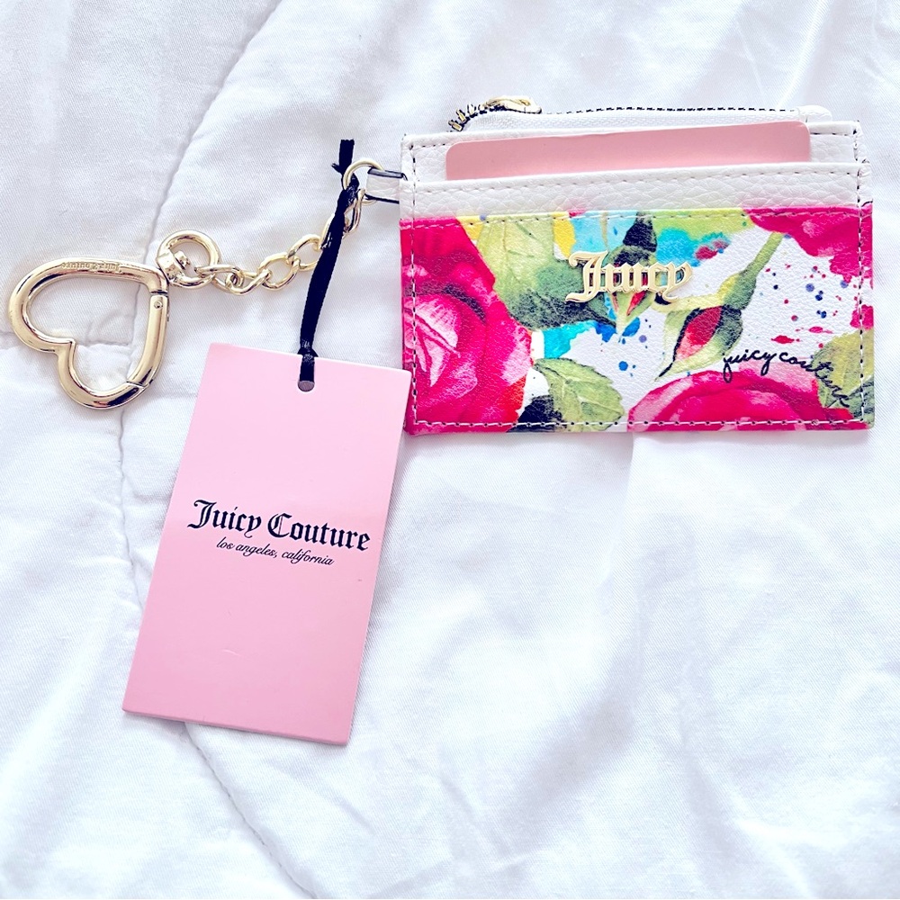 Juicy Couture - Floral card and coin wallet with gold heart charm